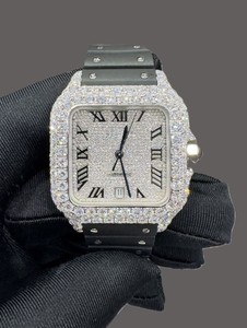 นาฬิกาข้อมือผู้ชายหรูหราอัตโนมัติ Maa Uma Creation Custom Moissanite ระบบอนาล็อกควอตซ์ ตัวเลขโรมัน สไตล์ญี่ปุ่น กระจกอะคริลิก - Product Image 1
