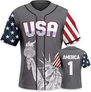 Maillot de baseball imprimé style 2026, très populaire, design personnalisé, manches courtes, deux boutons, qualité supérieure - Product Image 1