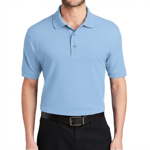 Polo à manches courtes pour homme, blanc uni, avec patte de boutonnage, col et poignets côtelés, style athlétique décontracté, vêtement de travail - Product Image 5