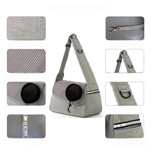 Gray Mesh Pet Sling Carrier Breathable Zipper Closure For <b>Cats</b> 5kg Capacity - Product Image 2