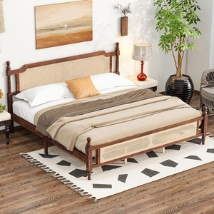 Cama de Madera Sólida de Diseño de Alta Calidad, Muebles de Lujo con Cabecera, Tamaño King, Hecha a Mano - Product Image 3