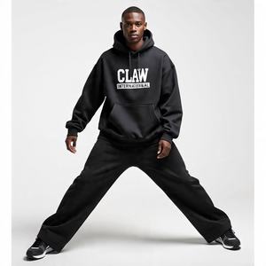 Custom Stacked Heavyweight Jogger pantalones de chándal holgados y Sudadera con capucha Set 2 piezas Fleece Men Sweatsuits Pullover Chándales para hombres - Product Image 5