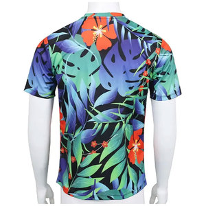 <b>Men's</b> Tropical Floral Print Short Sleeve <b>T</b>-<b>Shirt</b> Regular Fit O-Neck Casual Knitted <b>Polyester</b> Sublimation <b>T</b> <b>Shirt</b> For <b>Men</b> - Product Image 2