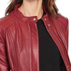 Nouvelles demandes, logo personnalisé, vestes rouges pour femmes, veste vintage pour l'hiver, manteaux en cuir élégants, veste bomber en fourrure véritable, streetwear - Product Image 6