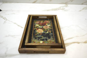 Juego de bandejas de servir rectangulares de madera de mango y esmalte de la mejor calidad, personalizadas con logotipo, opciones de varios tamaños - Marca CRAFT ASCENT - Product Image 3