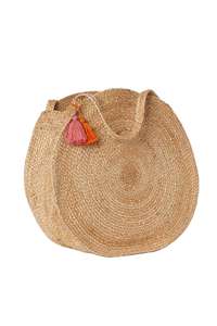 Sac fourre-tout rond en jute fait main, écologique, en fibres naturelles, pour les courses - Product Image 5