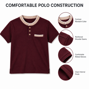 Ensemble T-shirt et short en coton tricoté marron pour homme, col Henley, tenue décontractée d'été, couleur unie, manches longues, avec poche - Product Image 4