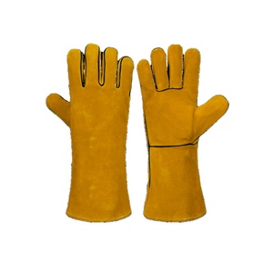 Venta al por mayor de alta calidad XL Guantes de trabajo de seguridad industrial Cuero de vaca dividida Recubrimiento de látex Resistente al calor Protección del brazo de la mano - Product Image 1