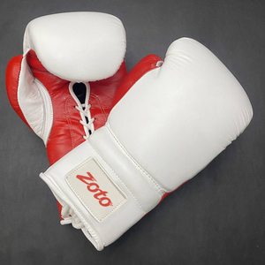 Guantes de Boxeo de Competición ZOTO de Cuero Genuino, Guantes de Combate con Cordones Personalizados y Costuras Resistentes, Venta al Por Mayor - Product Image 1