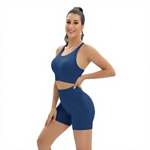 Conjunto Deportivo para Mujer, Transpirable, Resistente a las Arrugas, Sin Costuras, con Sujetador Deportivo y Pantalones Cortos de Cintura Alta, Ropa Deportiva - Product Image 2