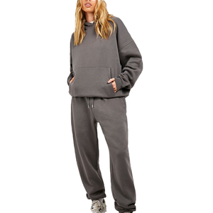 Ensemble de survêtement unisexe en molleton épais imprimé, style streetwear, pour l'hiver, avec sweat à capuche et pantalon de jogging, grandes tailles - Product Image 1