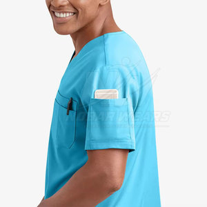 Healthcare Men <b>Scrub</b> <b>Top</b> Soft Fabric Medical Uniform Shirt for Hospital Staff Laboratory Clinics with OEM Custom Branding - Product Image 5