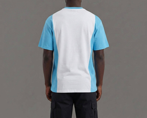 Camiseta de Manga Raglán para Hombre, Blanca con Contraste Azul, Cuello Redondo, Algodón, Estilo Casual Urbano, Transpirable, Ecológica, 240g, Talla Grande - Product Image 6