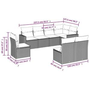 Grande Set di Divani da Giardino in Rattan PE Grigio, Arredamento da Patio con Modularezza Elegante - Product Image 3