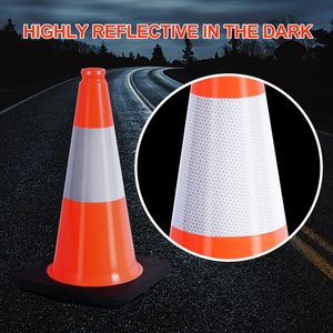 CITICITY 18 Inch Orange PVC Traffic Cones with Black Base, Reflective Safety Cones, Durable Construction Parking Cones for Roads - Product Image 3