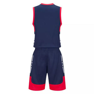 Conjunto de Camiseta de Baloncesto para Hombre, Color Azul Marino y Rojo, Cuello en V, Sin Mangas, Secado Rápido, Tejido de Punto, Uniforme Deportivo, Ropa de Verano - Product Image 3