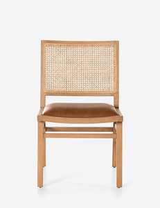 Chaise de salle à manger en teck massif avec dossier en rotin naturel, légère, écologique, design minimaliste, meuble artisanal pour - Product Image 2