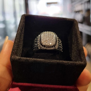 Men's Black & White Moissanite Diamond Cluster Pinky <b>Ring</b> <b>925</b> Sterling <b>Silver</b> Signet <b>Ring</b> Hip Hop Style Iced Out Bling Jewelry - Product Image 5