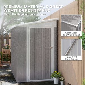 Casetta da Giardino in Metallo Grigio Chiaro 4FT X 7.7FT con Porta Lucchettabile e Prese d'Aria per Deposito Bici, Cortile, Patio, Prato - Product Image 5