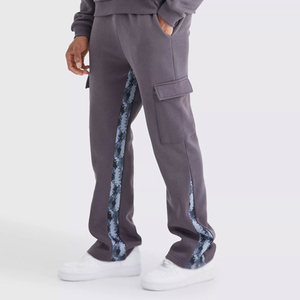 Men's Gray Hooded Tracksuit <b>Set</b> With <b>Tie</b>-<b>Dye</b> Patches Full Sleeve Casual Cotton Sweatpants And Hoodie Autumn Wear - Product Image 5