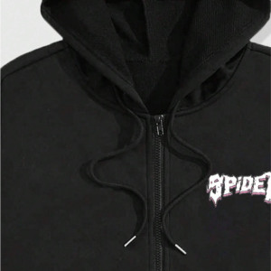 Men's <b>Black</b> Woven 100% Cotton <b>Fleece</b> Pullover Hoodie Solid Color Pocket Design Streetwear Style - Product Image 3