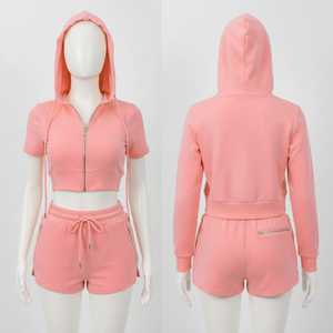 Women Lightweight Crop Hoodie <b>Shorts</b> Set Casual Two Piece Outfit Breathable Fabric Comfortable <b>Lounge</b> Wear Summer Clothing - Product Image 4