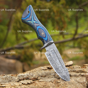 Couteau de chasse à lame fixe en acier Damas de haute qualité, forgé à la main, ultra-affûté, avec manche en bois Pakka, personnalisable OEM ODM - Product Image 2