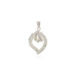 Colgante de Plata S925 con Gema de Esmeralda en Forma de Hoja Abierta y Halo, Joyería Fina de Lujo Moderna - Product Image 6