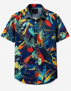 เสื้อเชิ้ตฮาวายชาย แขนสั้น ลายดอกไม้ ระบายอากาศได้ดี เหมาะสำหรับวันหยุดฤดูร้อน ปกคอเสื้อพับได้ ติดกระดุม - Product Image 3