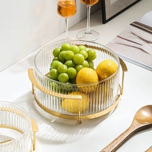 Bol en verre avec bordure dorée glamour et poignées métalliques pour fruits et en-cas, décoration d'intérieur, nouvelle arrivée, vaisselle - Product Image 3