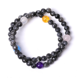Bracelet en perles de pierre naturelle, perles rondes en cristal, ambre, calcite, quartz rose, aventurine bleue, perles violettes, bijoux - Product Image 3