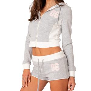 Nouveaux sweats à capuche pour femmes avec logo personnalisé, de haute qualité, à fermeture éclair intégrale, à cordon de serrage, en polaire doux, surdimensionnés, à capuche courte, à fermeture éclair - Product Image 3