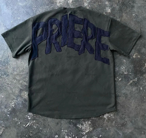 เสื้อยืดลำลองผู้ชายสไตล์วินเทจฟอกสี ทรงหลวม คอโอ พิมพ์ลายตามสั่ง แขนสั้น ผ้าฝ้าย - Product Image 2