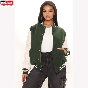Chaqueta Varsity para Mujer, Estilo Béisbol, Puños Acanalados, Chaqueta Bomber Clásica con Letras, para el Mercado Mayorista de Ropa - Product Image 1