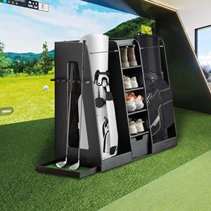 Di alta qualità 55.5 ''x 16'' x 37 ''in legno borsa da Golf organizzatore portaoggetti con 2 cassetti facile montaggio porta Club di colore nero - Product Image 1