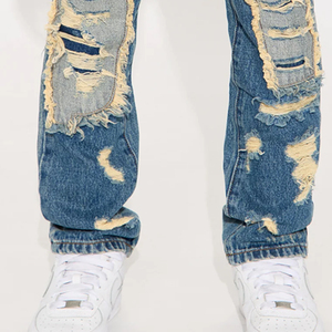 Boys Trendy Ripped Denim <b>Jeans</b> Distressed Style Casual Fashion Bottom Wear / Wholesale Supply With Customizable Logo Designing - Product Image 5