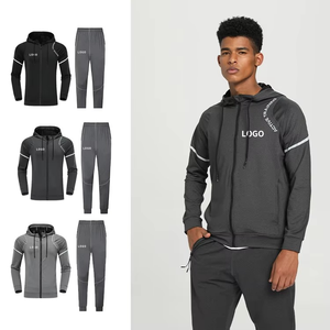 Full Zipper Black Tracksuits Soccer Team Training Football Jacket <b>Pant</b> Set High Quality Men Soccer Tracksuit - Product Image 3