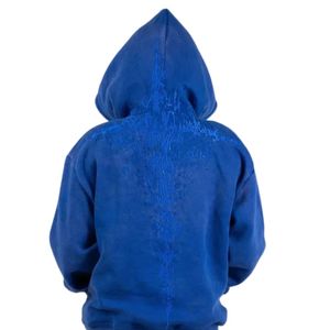 Sweat à capuche unisexe bleu roi surdimensionné en molleton épais, style streetwear décontracté, personnalisable - Product Image 5