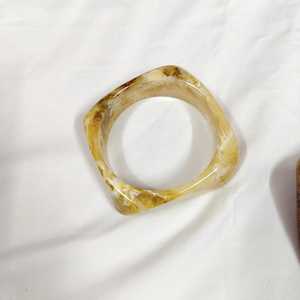 Hexagon Jade <b>Bangle</b> Bracelet Classic Unisex Fashion Jewelry Green Brown Marbled Pattern - Product Image 4