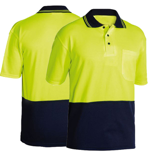 Hi Vis Safety Polo <b>Shirt</b> <b>Men</b> Short Sleeve Reflective Breathable <b>Orange</b> Navy Color Blocked Workwear Knitted Polyester - Product Image 5