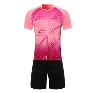 Men's Soccer Jersey Shorts Set <b>Pink</b> Geometric Print Moisture Wicking Polyester Short Sleeve Round Neck Regular Fit All Seasons - Product Image 1
