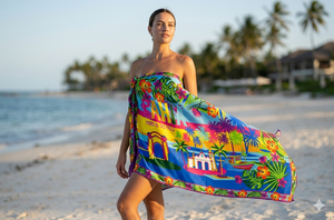 Vestido de playa maxi sin mangas con estampado digital y cuello halter para mujer, pareo de natación transpirable y tejido para vacaciones elegantes y verano - Product Image 4