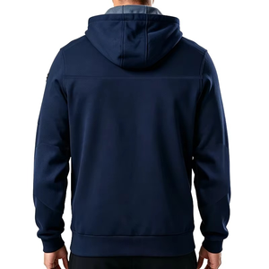 Sweat-shirt à capuche pour homme, bleu marine, 100% polyester, tissu French Terry respirant, coupe classique, couleur unie, logo sur le devant, poche intégrée - Product Image 2
