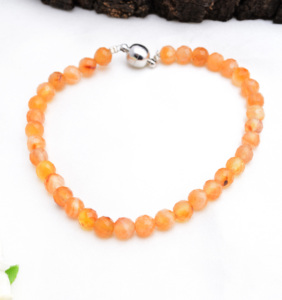 กำไลข้อมือคาร์เนเลียนสีส้ม, กำไลลูกปัดขนาด 6 มม., ลูกปัดเจียระไนธรรมชาติ, กำไลพลอยสวยงามสำหรับทำเครื่องประดับชั้นดี - Product Image 2