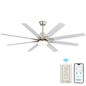 Ventilatore da Soffitto Smart da 52 Pollici con 8 Pale Nere in ABS, 6 Impostazioni di Velocità del Vento, Telecomando Vocale per Camera da Letto, Soggiorno, Patio, Cucina - Product Image 5