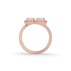 Anillo de diamante cultivado en laboratorio con corte brillante esmeralda de 2.40 quilates, oro de 14K, ligero, único, moderno, joyería de boda para ella. - Product Image 3