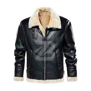 Men Genuine Leather Vintage Bomber <b>Jacket</b> Zipper Closure <b>Waterproof</b> Windproof Classic <b>Winter</b> Retro Aviator Outerwear - Product Image 4