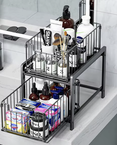 OEM/ODM Vietnam 2 Tier Slide Out <b>Under</b> Sink Organizer Drawer Kitchen Bathroom Cabinet Storage Rack - Product Image 3