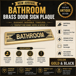 Nouvelle arrivée : Plaque de porte en laiton pour salle de bain |   Plaque de nom murale et de porte en métal faite à la main, décorative pour salle de bain, maison, hôtel, bureau - Product Image 4