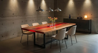 Nouvelle Table à Manger Rectangulaire en Résine Époxy et Bois Faite à la Main, Design Moderne de Luxe, Durable, Étanche et Écologique – Idéale pour Célébrations et Retraites